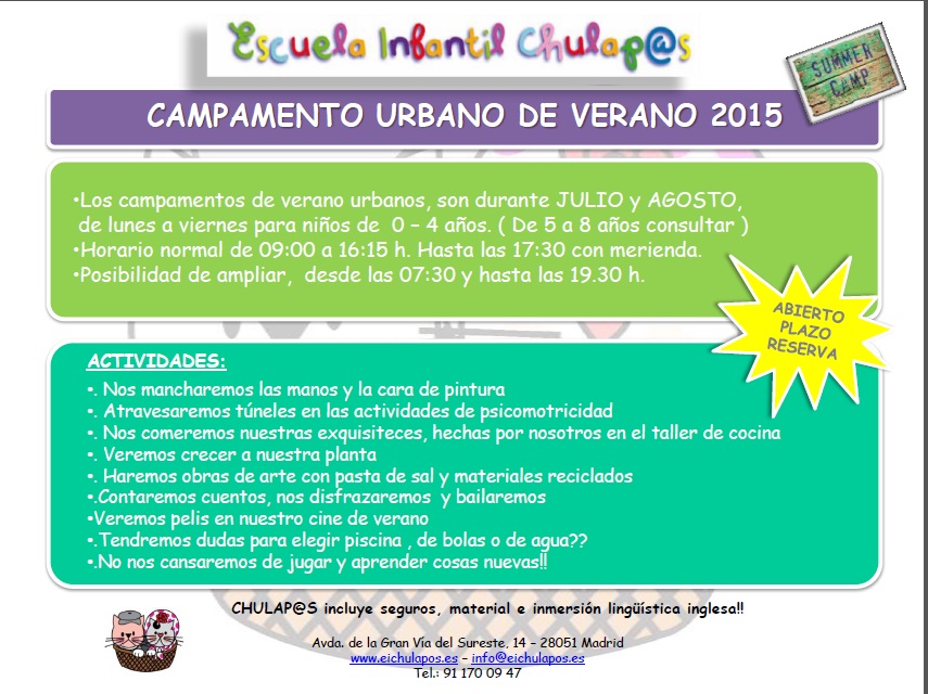 Campamento Urbano Verano 2015 Chulapos2